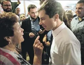  ?? Kent Nishimura Los Angeles Times ?? PETE BUTTIGIEG, pictured in Fresno in June, has doubled his support in California since September, and is essentiall­y tied with Joe Biden for third place.