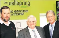  ??  ?? From left are: Jonathan Billings of The Wellspring, Lord Goddard of Stockport and Wellspring patron Gordon Burns