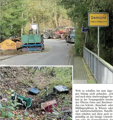  ?? Fotos: John Lamberty ?? Dieses illegale Mülldepot auf der Luxemburge­r Our-seite entdeckte jüngst ein deutsches Reporterte­am bei seinen Recherchen zum Schrottstr­eit im Grenzörtch­en Gemünd.