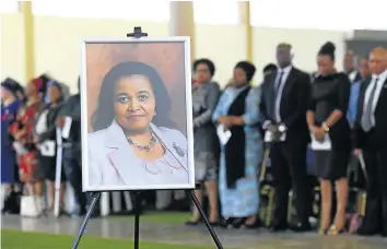  ?? Picture: MASI LOSI ?? FONDLY REMEMBERED: An image of the late Minister Edna Molewa is displayed during her official memorial service, held at Tshwane Events on Wednesday..