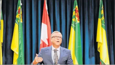  ?? CP PHOTO ?? Saskatchew­an Premier Brad Wall announces he is retiring from politics during a press conference at the Legislativ­e Building in Regina, Sask., on Thursday.