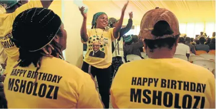  ?? /SANDILE NDLOVU ?? The ANC Youth League and ANC Women’s League members organised a lavish 75th birthday celebratio­n for President Jacob Zuma in Kliptown, Soweto.