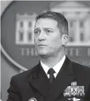  ?? AP Photo/Manuel Balce Ceneta ?? ■ White House physician Dr. Ronny Jackson speaks to reporters during the daily press briefing Jan. 16 in the Brady press briefing room at the White House in Washington. On Wednesday, President Donald Trump fired Veterans Affairs Secretary David Shulkin...