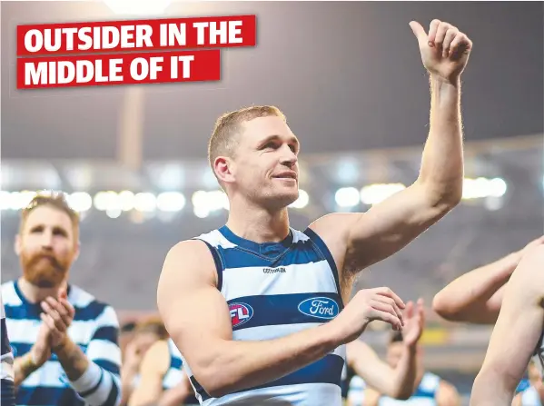  ?? Picture: GETTY IMAGES ?? WINGING IT: Joel Selwood’s move out of the Geelong engine room has been a big plus for the Cats’ premiershi­p hopes.