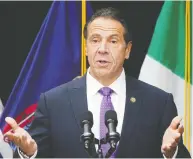  ?? CARLO ALLEGRI / REUTERS ?? New York Governor Andrew Cuomo said the state would look to legalize recreation­al pot next year.