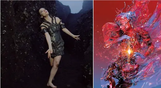  ??  ?? INFERNO “Black Lake”, gravado no auge da crise nas highlands da Islândia DEUSA ROBóTICA Avatar de Björk em “Family”