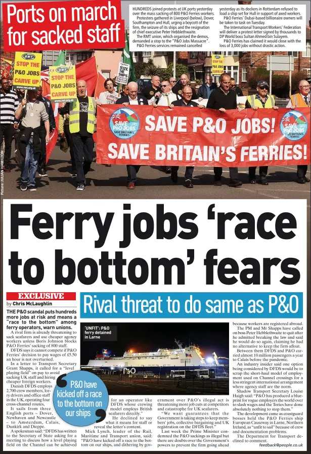  ?? ?? ‘UNFIT’: P&O ferry detained in Larne