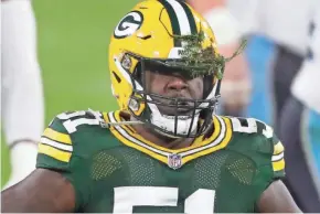  ?? WM. GLASHEEN / USA TODAY NETWORK-WISCONSIN ?? Krys Barnes recently moved ahead of Christian Kirksey as the Packers’ every-down linebacker.