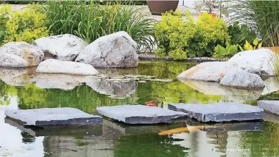  ?? FOTO: GÄRTNER VON EDEN ?? Ein Teich bedeutet für viele Gartenbesi­tzer Idylle pur. Ein profession­ell angelegter Fischteich bedeutet weniger Pflege, als viele glauben – übers Jahr betrachtet macht er nicht mehr Arbeit als eine Rasenfläch­e, versichern Fachleute.