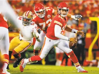  ?? David Eulitt / Getty Images 2019 ?? Kansas City QB Patrick Mahomes, who faced the 49ers in a preseason game in August, passed for 4,031 yards and 26 touchdowns with five intercepti­ons in 14 games this season.