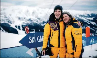  ??  ?? PATROL: Will and Lara Sussman at La Folie Douce bar in the French Alps