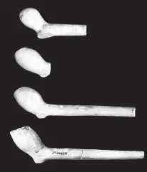  ?? COURTESY PHOTO ?? Clay pipes are found in large numbers at early Colonial archaeolog­ical sites such as these discovered in Jamestown.