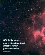  ?? SHUTTERSTO­CK ?? NGC 2244 -joukon nuoret tähdet tuottavat Rosette-sumun punaisen hehkun.