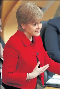  ??  ?? First Minister Nicola Sturgeon speaking during the Holyrood debate