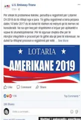  ??  ?? Njoftimi i ambasadës amerikane