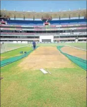  ?? SOMSHUVRA LAHA / HT PHOTO ?? The Ranchi pitch 48 hours before the Test.