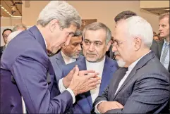  ??  ?? Tehran lover: Kerry with Iranian Foreign Minister Zarif (r) in 2015.