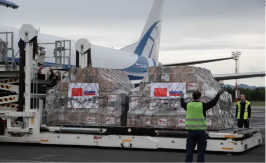  ??  ?? Medical supplies donated by China arrives in Ljubljana, Slovenia, on May 1