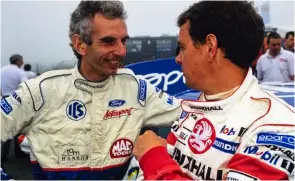  ?? ?? BTCC legends: Andy Rouse chats to fellow champion John Cleland