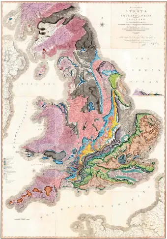  ??  ?? William Smith: A Delineatio­n of the Strata of England and Wales, with part of Scotland, 1815