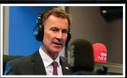  ?? ?? ‘Difficult decisions’... Chancellor Jeremy Hunt defends his economic plans for the nation yesterday