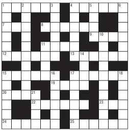  ??  ?? Each clue leads to two answers which differ from each other by one letter. You must decide which is the correct one. For example, the two possible answers to 1A are RIPPLE and TIPPLE — the answer to 1D will reveal which one is correct. Solutions in Monday’s Daily Mirror