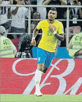  ?? FOTO: GETTY ?? Paulinho inauguró el marcador ante Serbia y encarriló el pase para los octavos