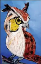  ?? Art work submitted ?? Ava Gann received the runner-up award with her oil pastel of an owl.