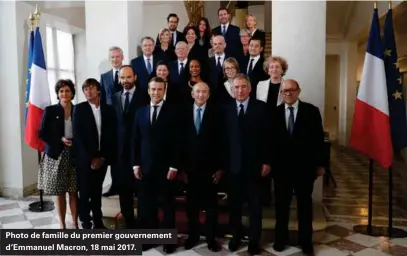  ??  ?? Photo de famille du premier gouverneme­nt d'emmanuel Macron, 18 mai 2017.