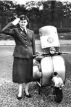  ??  ?? The RAC introduced ‘patrolette­s’ in the North of England in 1957, when Mrs Jean Nabb was photograph­ed with her Douglas Vespa scooter.