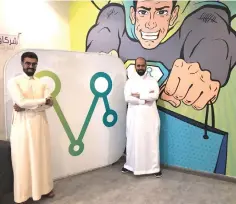  ??  ?? Naif AlSamri (left) and Ayman Alsanad, co-founders of delivery app Mrsool, at their office in Riyadh. — Bloomberg photo by Vivan Nereim