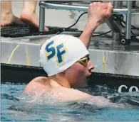  ?? BARRY TAGLIEBER - MEDIANEWS GROUP FILE ?? Spring-Ford’s Brendan Baganski was among the swimmers grateful to be able to compete in districts last weekend.