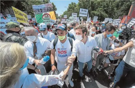  ?? // DAVID MUDARRA ?? Casado, ayer en la manifestac­ión en Madrid contra la dictadura comunista en Cuba