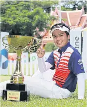  ??  ?? Suradit Yongcharoe­nchai after winning the Singha Hua Hin Open.