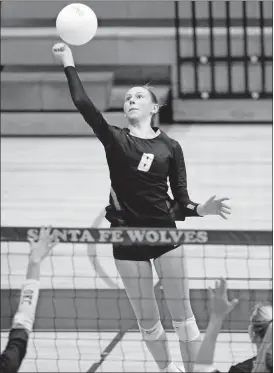  ?? [NATE BILLINGS/ THE OKLAHOMAN] ?? Edmond North's Kamryn Bacus hits the ball during the Heather Harkness Tournament. Bacus was named to the All-Tournament team.