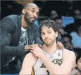  ?? FOTO: LAKERS ?? Una imagen de archivo de Kobe y Pau, en la etapa del catalán en los Lakers