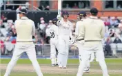  ?? Alex Livesey ?? ●●Keaton Jennings acknowledg­es the crowd after reaching 50 not out