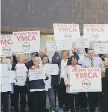  ??  ?? Protesters gather outside Sunderland Civic Centre.