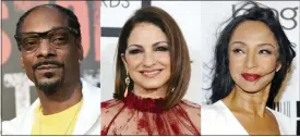  ?? ?? This combinatio­n of photos shows musicians Snoop Dogg, from left, Gloria Estefan, and Sade, who have been chosen to join the Songwriter­s Hall of Fame.