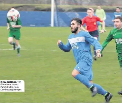  ??  ?? New addition The Glens have signed Paddy Cullen from Cambuslang Rangers