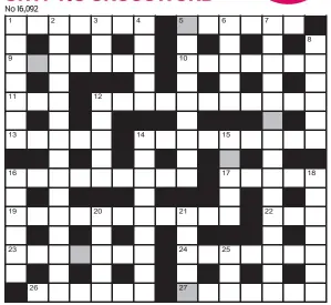  ?? FOR your chance to win, solve the crossword to reveal the word reading down the shaded boxes. HOW TO ENTER: Call 0901 293 6233 and leave today’s answer and your details, or TEXT 65700 with the word CRYPTIC, your answer and your name. Texts and calls cost  ??