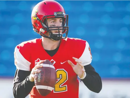  ?? JEFF MCINTOSH/THE CANADIAN PRESS ?? Adam Sinagra, who won a Vanier Cup and Hec Crighton Trophy as the University of Calgary Dinos’ starting QB, was bypassed in Thursday’s CFL draft.