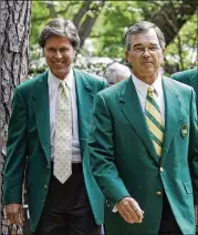  ?? ASSOCIATED PRESS 2007 ?? Fred Ridley (left) follows Billy Payne (right) as Augusta National chairman, only the seventh in the history of the golf club that plays host to the Masters tournament.