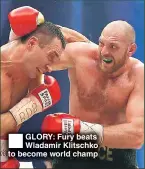  ??  ?? GLORY: Fury beats Wladamir Klitschko to become world champ