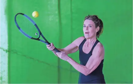  ?? JARRAD HENDERSON/USA TODAY SPORTS ?? TODAY show host Savannah Guthrie practices her tennis game in advance of a doubles match for charity against Roger Federer.