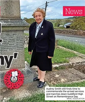  ?? WRAC ASSOCIATIO­N ?? Audrey Smith still finds time to commemorat­e the armed services and marches down Guildford High Street on Remembranc­e Day