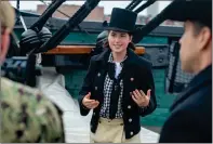  ?? U.S. Navy Photo ?? Seaman Emma Hoernlein gives a Facebook Live tour of the USS Constituti­on, the oldest commission­ed warship afloat.
