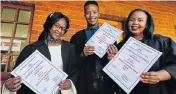  ?? Picture: WERNER HILLS ?? BETTER EQUIPPED: Ray Mhlaba Centre graduates, from left, Nolukholo Jack, Nkululeko Speelman and Siphokazi Teyise