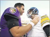  ?? GETTY IMAGES ?? Quarterbac­ks Joe Flacco of the Ravens (left) and Ben Roethlisbe­rger of the Steelers are veterans of one of the NFL’s most intense rivalries. “They don’t like us, and that is what it is all about,” Flacco said.