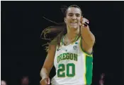  ?? ASSOCIATED PRESS FILE PHOTO, 2020 ?? Oregon’s Sabrina Ionescu, the top pick in the WNBA draft, plays her first pro game today for the New York Liberty.